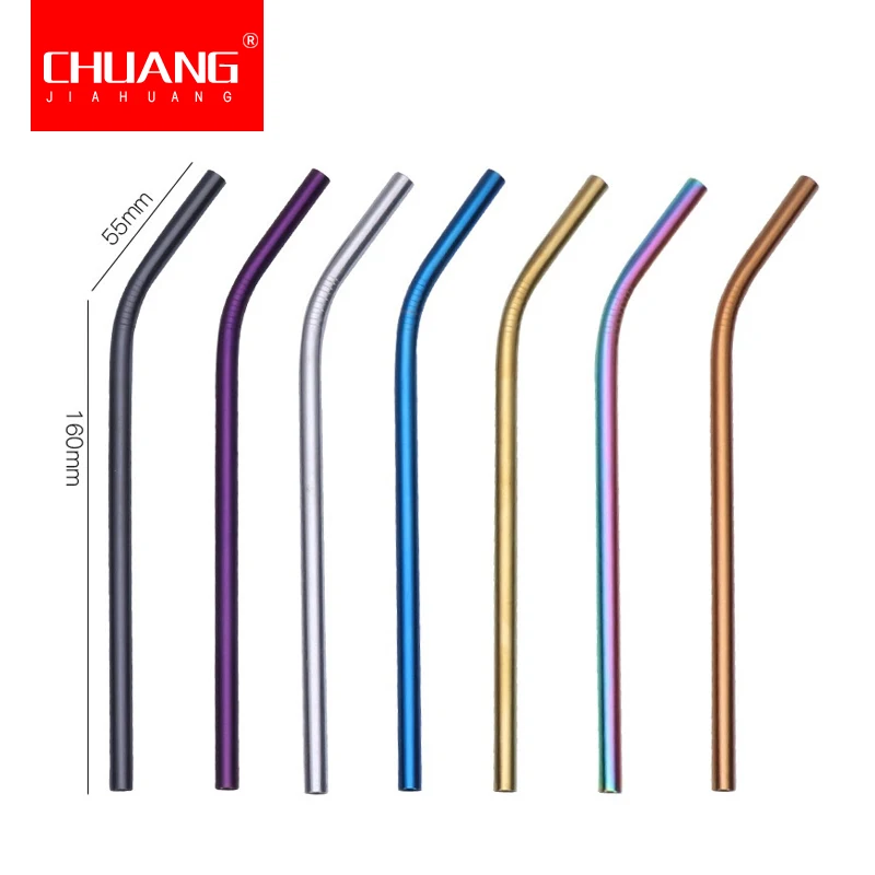 Красочные 304 соломинки многократного использования из нержавеющей стали прямой
