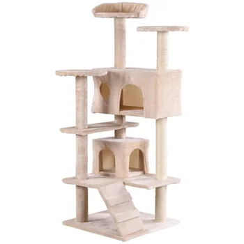 

High Quality 52" Cat Scratching Post and Ladder Kitten Tower Tree Cat Tree Tower House Cat Shelf PS7056