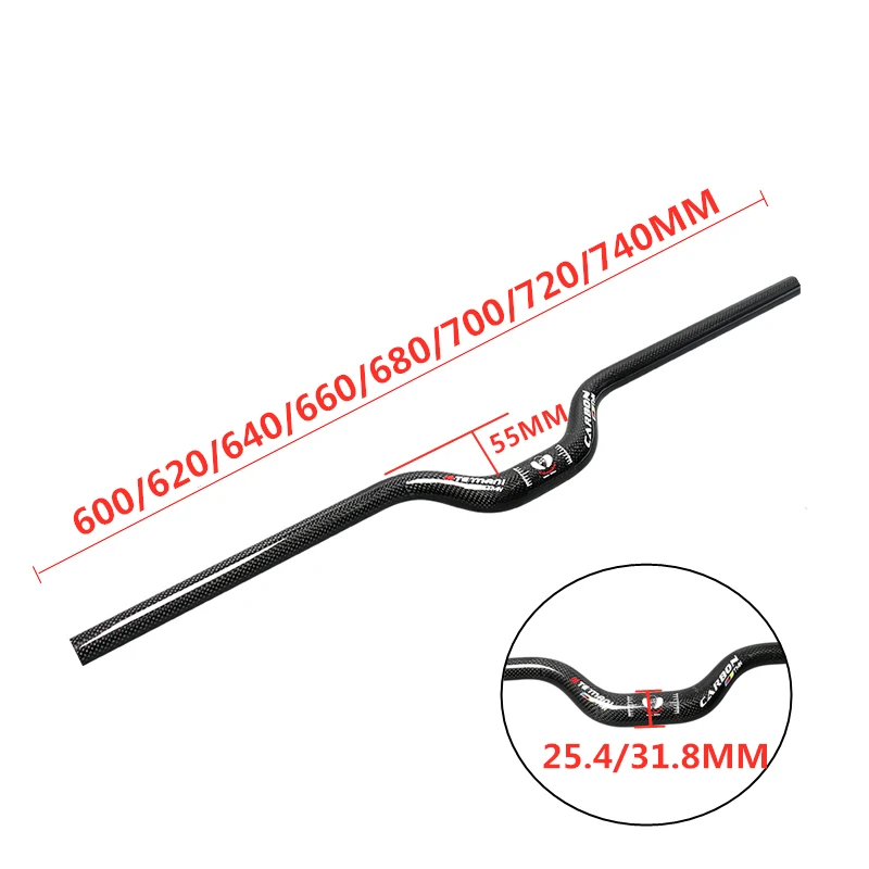 Full Carbon Fiber MTB Bicycle Handlebar Riser Handle Bar 25.4/31.8mm 600/740mm Ultralight Mountain Folding Road Bike Handlebar