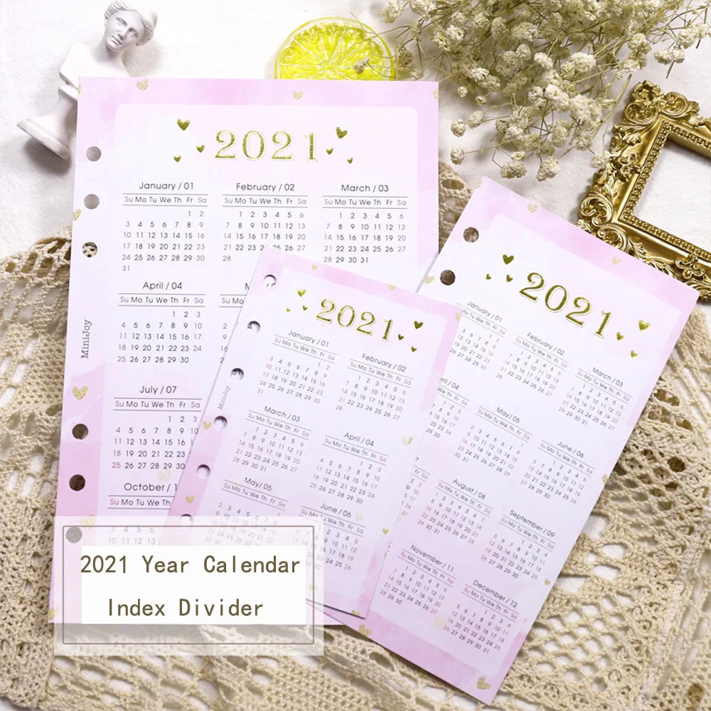 Woko Planner Dividers 2021 Year Calendar Watercolor Schedule Inner Page Bronzing A7 A6 A5 Loose Leaf Paper Refill Label Bookmark Notebooks Aliexpress kalender 2021 a7
