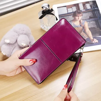 

New Fashion Zipper Women Bifid Large Capacity PU Leather Long Coin Card Phone Purse and Good Quality