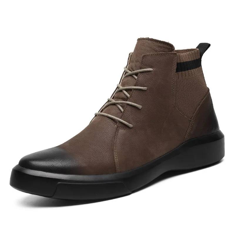 

Martins boots men's high top plus velvet cotton shoes winter leather snow boots Chelsea boots tooling boots