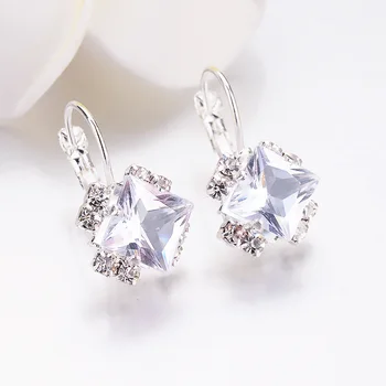 

Kpop Crystal Square Stud Earrings for Women Trendy 2020 New Bridal Earrings Accessories Fashion Christmas Jewelry Girl Gift