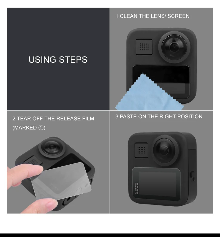2/3 комплектов Защитная пленка для экрана для GoPro Max HD защитное покрытие из закаленного стекла чехол для GoPro Max аксессуары для экшн-камеры