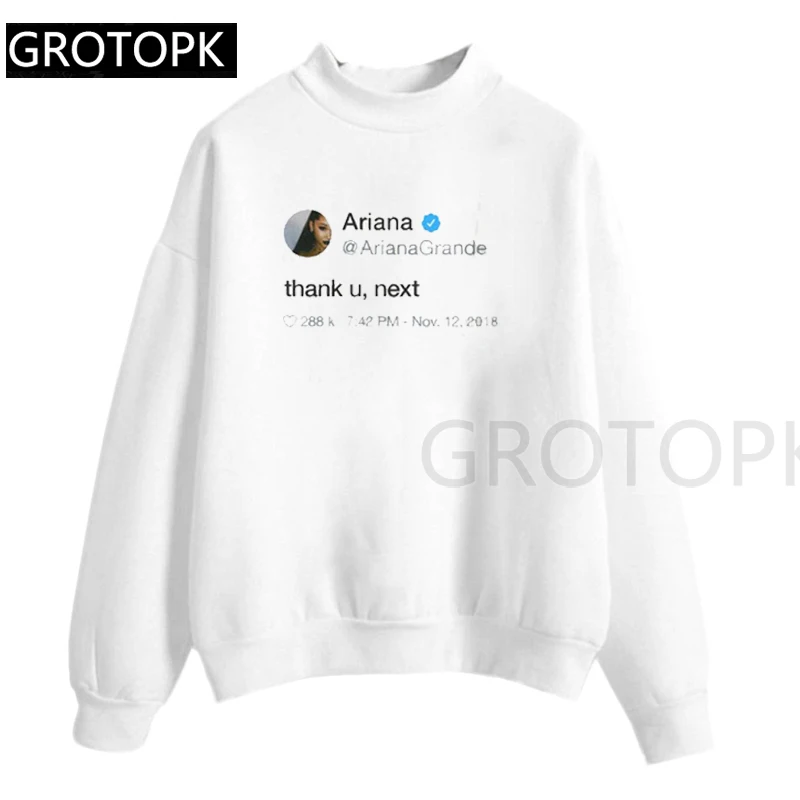 Thank U Next Ariana Grande Tweet Толстовка Женская осенне-зимняя толстовка с капюшоном нет Tear Left To Cry Moleton женская одежда