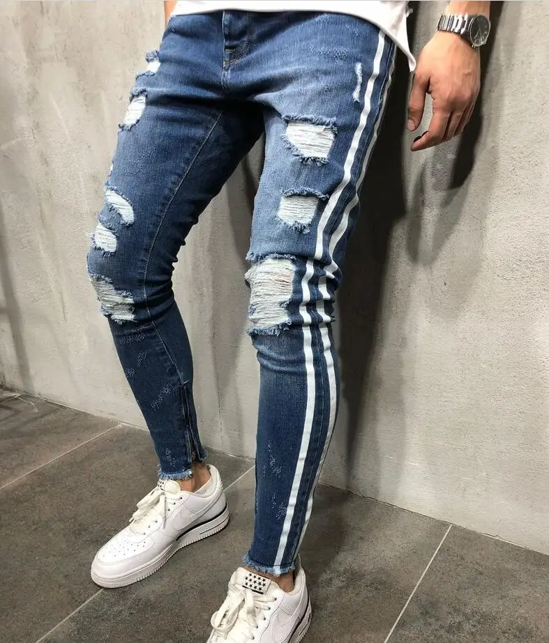 2017 Navy blue Много цветов, новинка, мужские джинсы с несколькими карманами, обтягивающие байкерские джинсы, мотоциклетные, хип-хоп, уличная одежда, эластичные, облегающие, карго, джоггеры, джинсовые штаны - Цвет: 2017 Navy blue