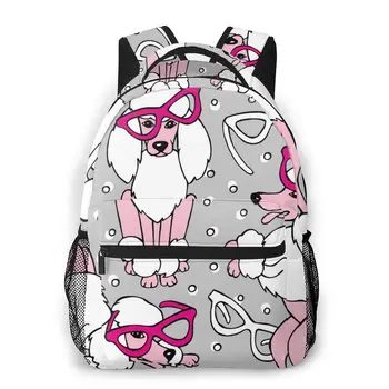 

Mountaineering Backpack Cute Poodle With Glasses Shoulder Bags Backpacks