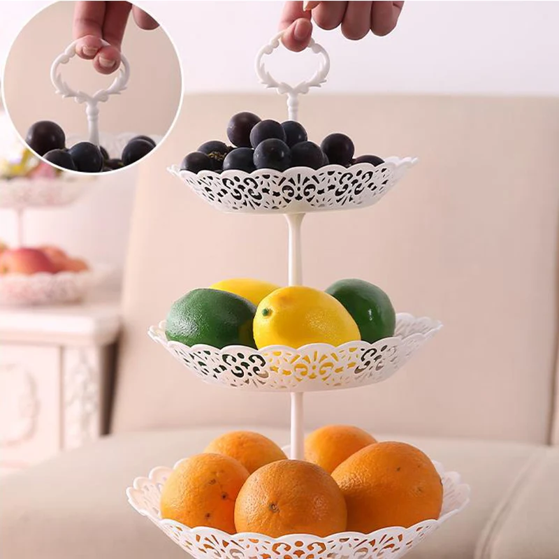 Three-layer Fruit Plate Snack Snacks Set Plate Hollow Storage Tray Fruit Basket Removable Snack Tray Home Kitchen Storage Tools
