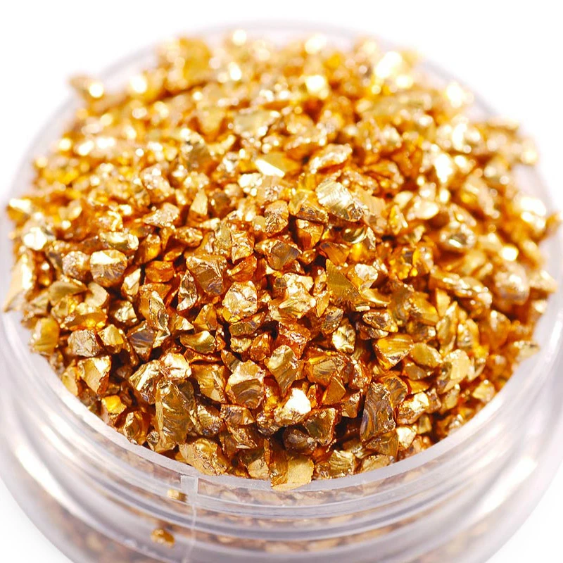 Fake Gold Stone Flakes Metallic Glass Glitter Sprinkles Resin