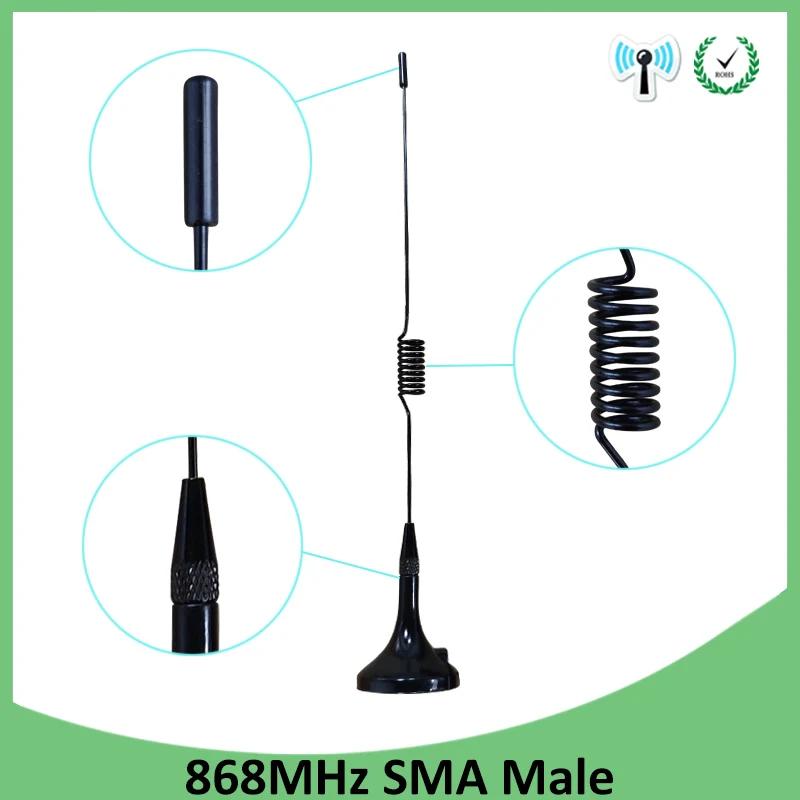 2 шт. 868 МГц 915 МГц антенна SMA разъем 868 дБи с высоким коэффициентом усиления беспроводной модуль антенна присоска 3 м кабель 915 м