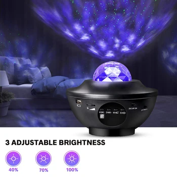 

Romantic Colorful Starry Sky Ocean Projector Night Light Remote Control Ocean Wave Projection Lamp with Bluetooth Music Speaker
