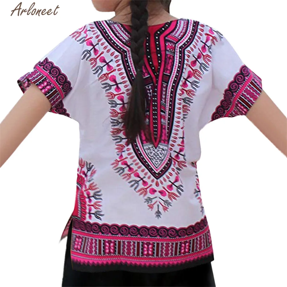 Summer Boy Girl Children T-Shirts Kids Baby Unisex Bright African Color Child Dashiki T Shirt O-neck Tee Tops For Kids