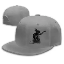 Коза играть на гитаре Мужская бейсболка с плоским Биллом Регулируемая серая