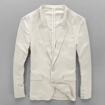 

2020 Men Two-Button Linen BLAZER Youth Comfortable Breathable Slim Fit Fashion Flax BLAZER