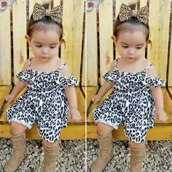 Детский комбинезон с принтом леопарда для маленьких девочек, комбинезон на бретельках с оборками, От 1 до 6 лет