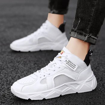 

2020 Fashion Spring Medium Cut Men Running Shoes Breathable Outdoors Sports Shoes Lightweight Comfortable Athletic Male Sneakers