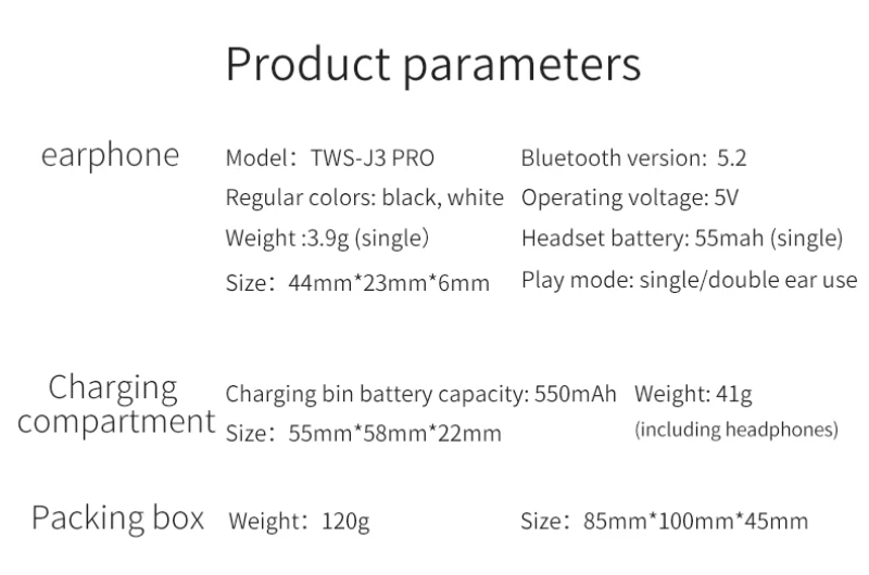 J3 Pro TWS Wireless Bluetooth 5 2 Earphone Sports Earphone Touch Control LED Digital Display Earphone Is Suitable For All Mobile
