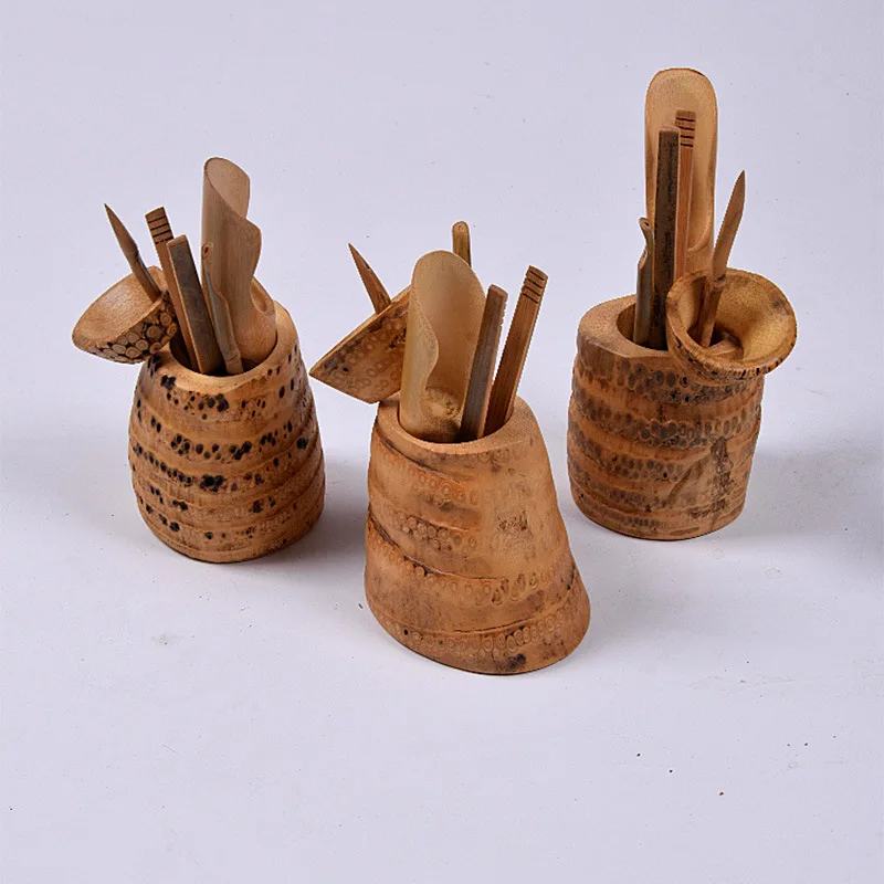 Bamboo Rectangular Coasters Suits Bamboo Solid Wood Anti-slip Insulated Storage Kung Fu Tea Ceremony Accessories Six Pieces