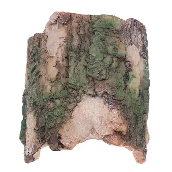 

Reptiles Landscaping Resin Decoration Simulated Arch Bark Tree Hole Cage Landscaping Creeper Hiding House Decor (Olive Green)