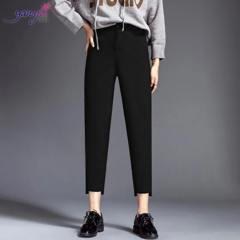 Nuevo 2019 Otoño Invierno mujer casual moda Pantalones de lana como cintura elástica pantalones elásticos para damas tobillo | -