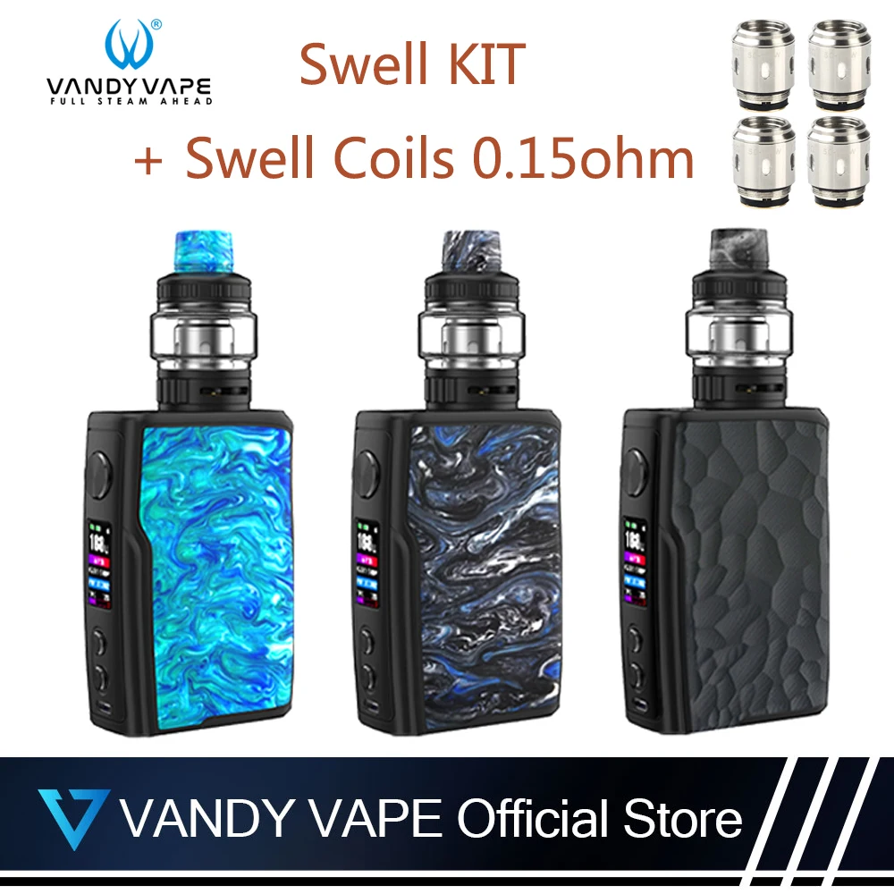 

Vandy Vape Swell Starter Vape Kit With 4pcs/Pack Swell Single/Triple Meshed Coils and Atomizer Tank Mod App Control E-Cigarette
