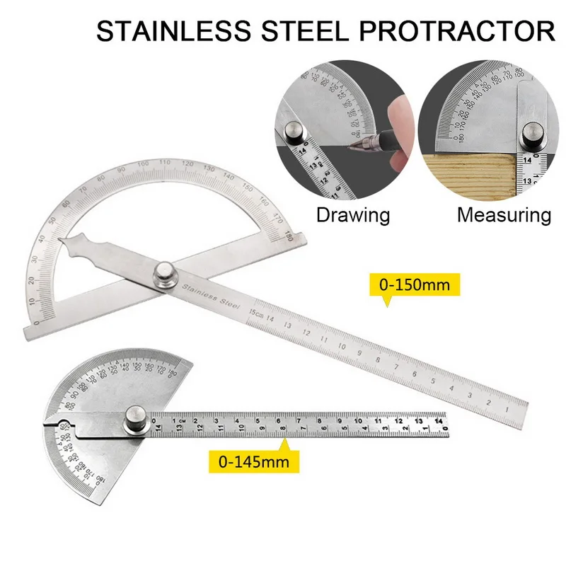 

15cm 180 Degree Adjustable Protractor multifunction stainless steel roundhead angle ruler mathematics measuring tool