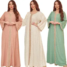 

Women Viscose Abaya Dubai 2021 Luxury Muslim Dress Moroccan Caftan Eid Jalabiya Turkey Arab Oman Islamic Cloth Middle East Robe