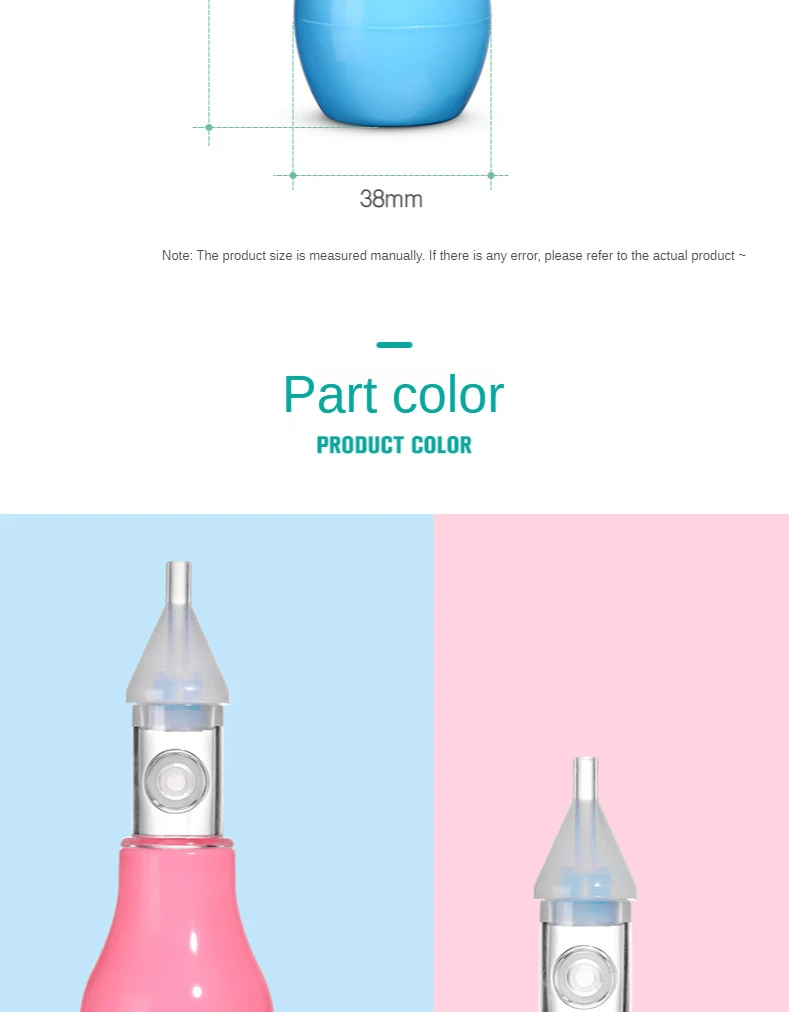 Neonatal Infant Silicone Nasal Aspirator Pump Type Cold Nasal Mucus Cleaner Antibackflow Baby Nasal Aspirator Safe Vacuum Sucker