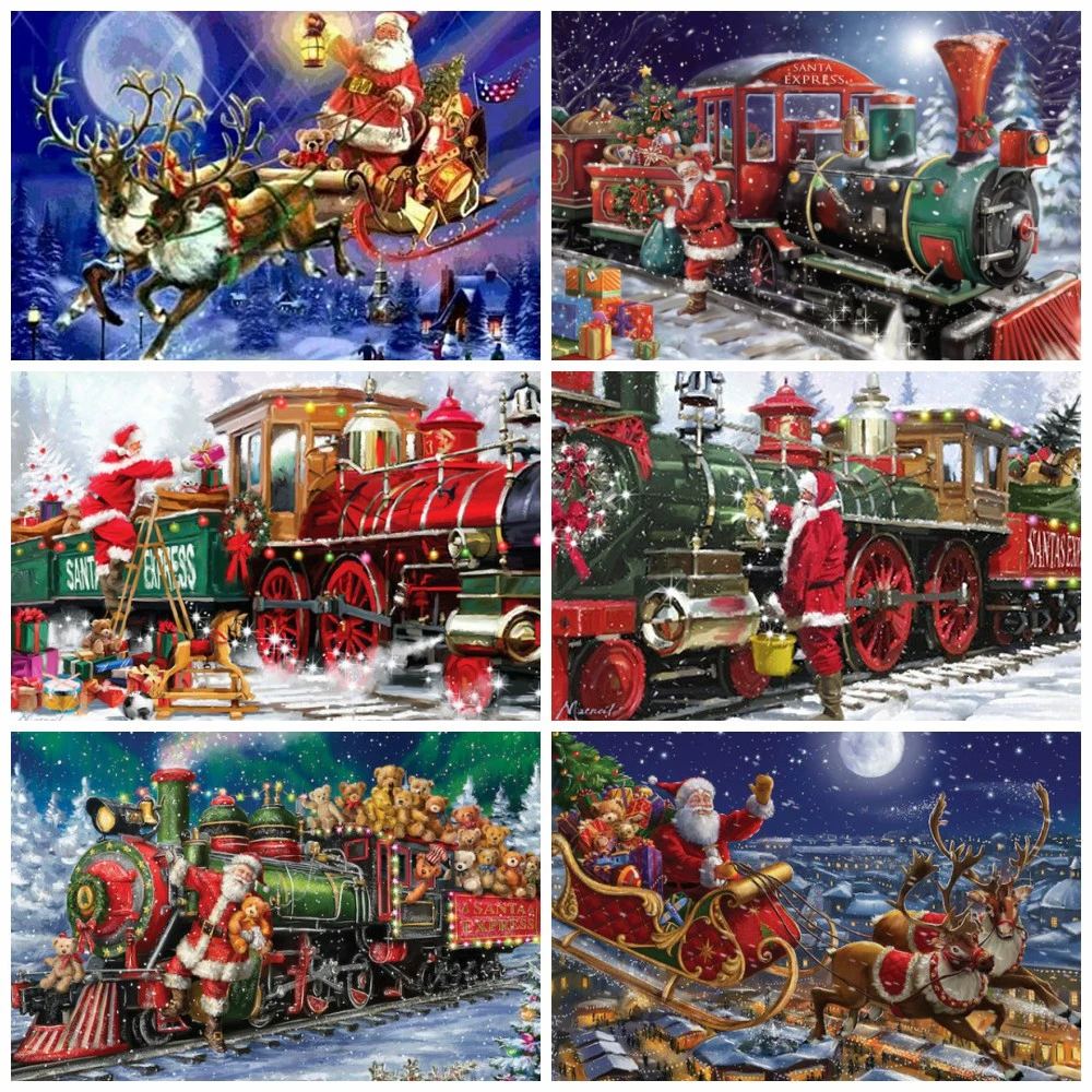 

Christmas Cartoon Painting Diamond Santa Home Decoration 5d Diy Square Rhinestone Diamond Embroidery Christmas Gift