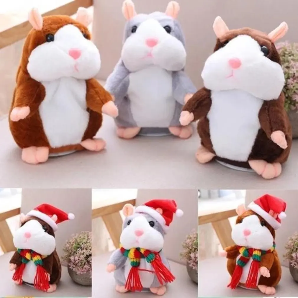 2019 Electric Talking Walking Hamster Cheeky Valentine's Day Gift Record Hamster Repeat Stuffed Animals Toys Kids 16cm