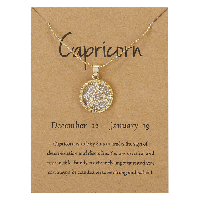 Zodiac Constellations Necklace Geometric Round Pendant Gold Silver Color Chain Necklace Unisex Friendship Jewelry Lover Gifts