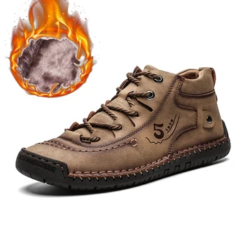 

Men Shoes Winter Sneakers Medium-cut Boots Male Vintage Handmade Boots Men's Sneakers Retro Frosty Boots Big Size shoes