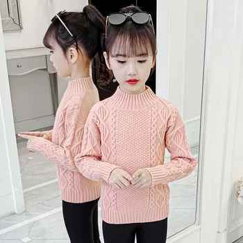 

2020 Autumn Winter Sweaters Infant Baby Big Girls 3D Knittin Tops Children Kids Knitted Pullovers Warm Thick Sweaters 4-16 Years