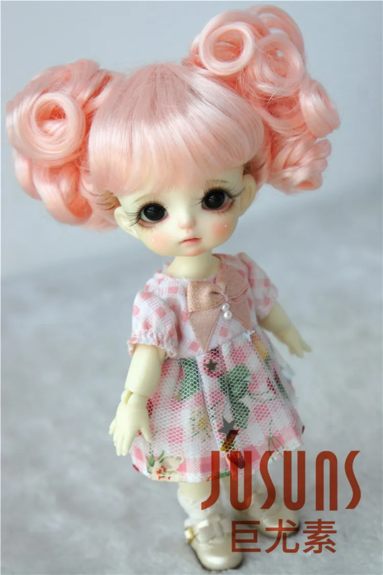 JD275 1/8 doll wigs 5-6inch Lovely two curly pony BJD wig Lati yellow doll accessories