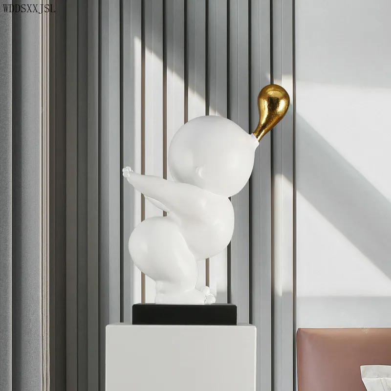 

Modern simplicity creative abstract art decoration resin crafts living room bubble blowing character sculpture resin decoration