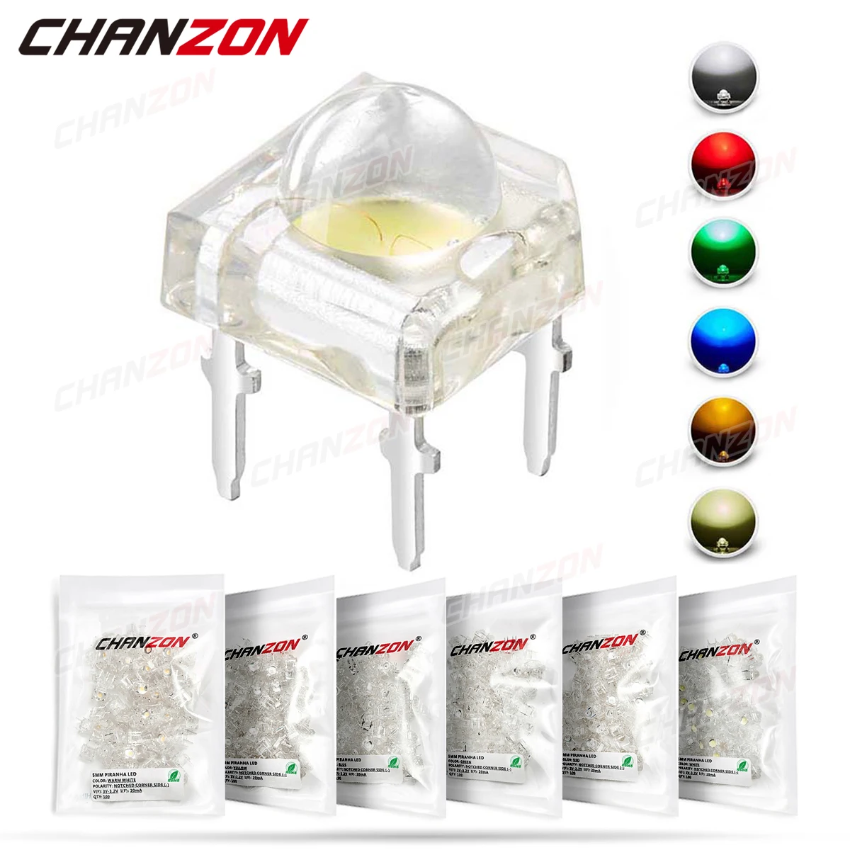 10 LED High Brightness/' 5mm 3mm 10mm Piranha RGB White Blue Red Green Yellow