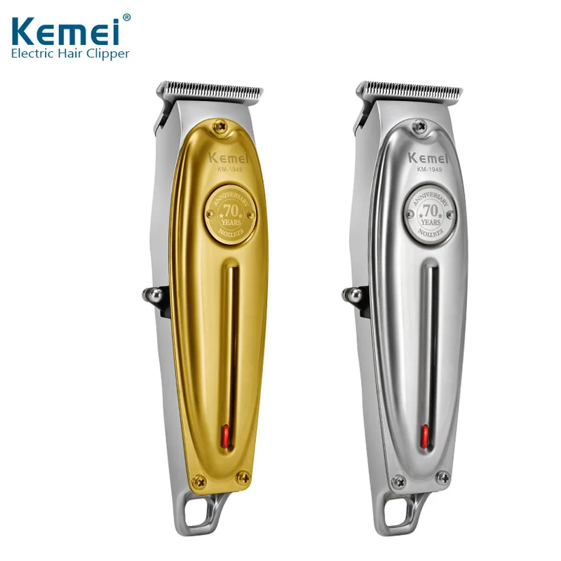 Kemei 1949 Professional Hair Clipper All Metal Men Electric Cordless Hair Trimmer 0mm Baldheaded T Blade Finish Haircut Machine