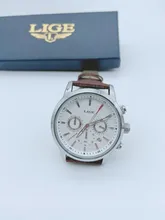 LIGE-Reloj ejecutivo de lujo para hombres, cronógrafo de cuarzo, con correa de cuero e indicador de fecha, estilo casual, a la moda, marca superior, con caja