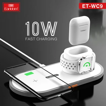 

Earldom 3 In 1 QI Wireless Charger for IPhone X XS 8 Plus 10W QC 3.0 Quick Wireless Charging Pad for Apple Watch Airpod