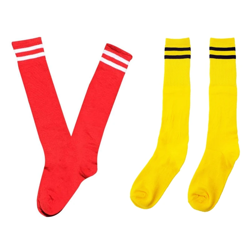 

2 Pair Children Sport Soccer Long Socks High Sock Baseball Hockey Socks, Yellow & Red