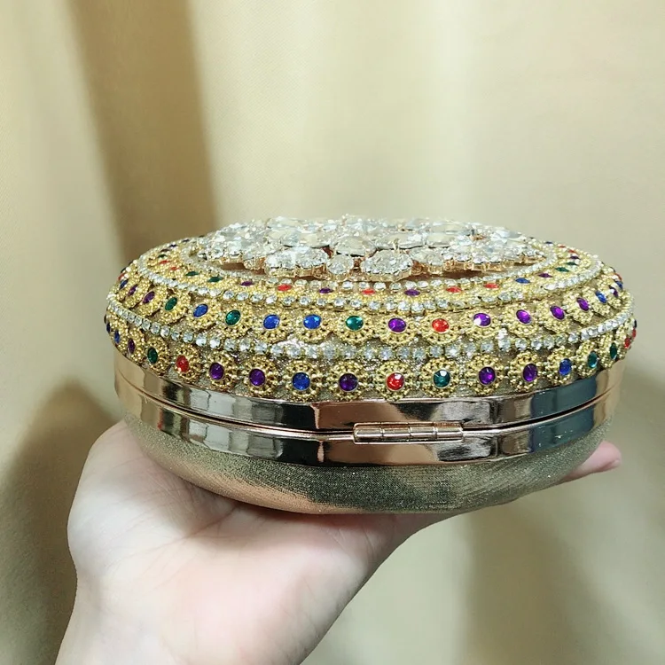 Роскошная золотая, серебряная, блестящая, с кристаллами, с цветами, модная, круглая, вечерняя сумка, дамская сумочка, для свадьбы, вечеринки, на день, клатчи, кошелек