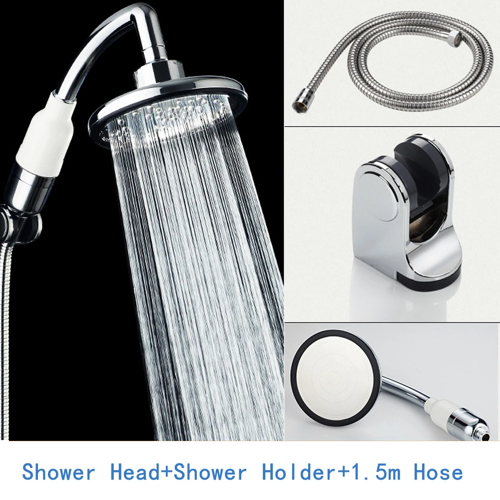 

Handheld Set Water Therapy Spa High Pressure Top Shower Head Holder Filter With Hose Bathroom