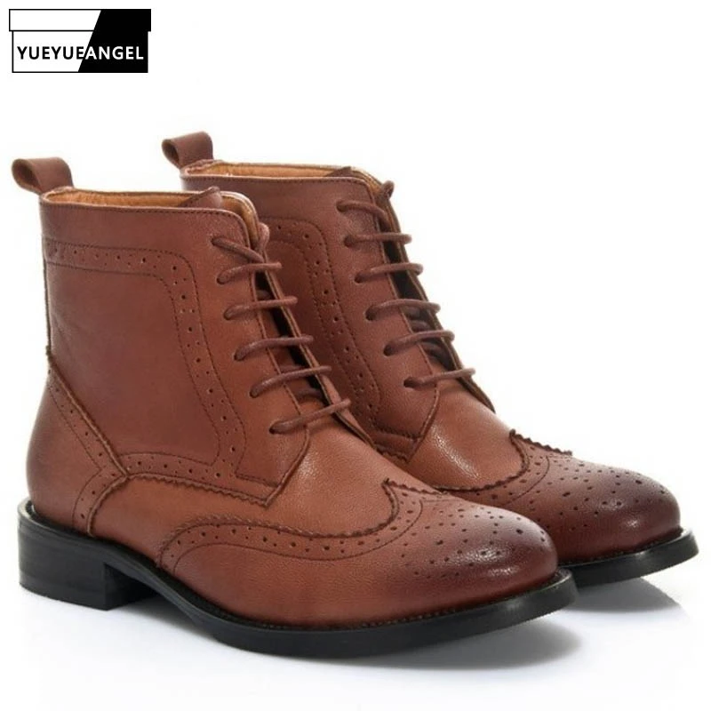 heeled brogue boots