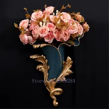 Креативная Цветочная композиция для вазы в европейском стиле, настенная ваза, современный домашний фон, Настенная вазы золотистого цвета