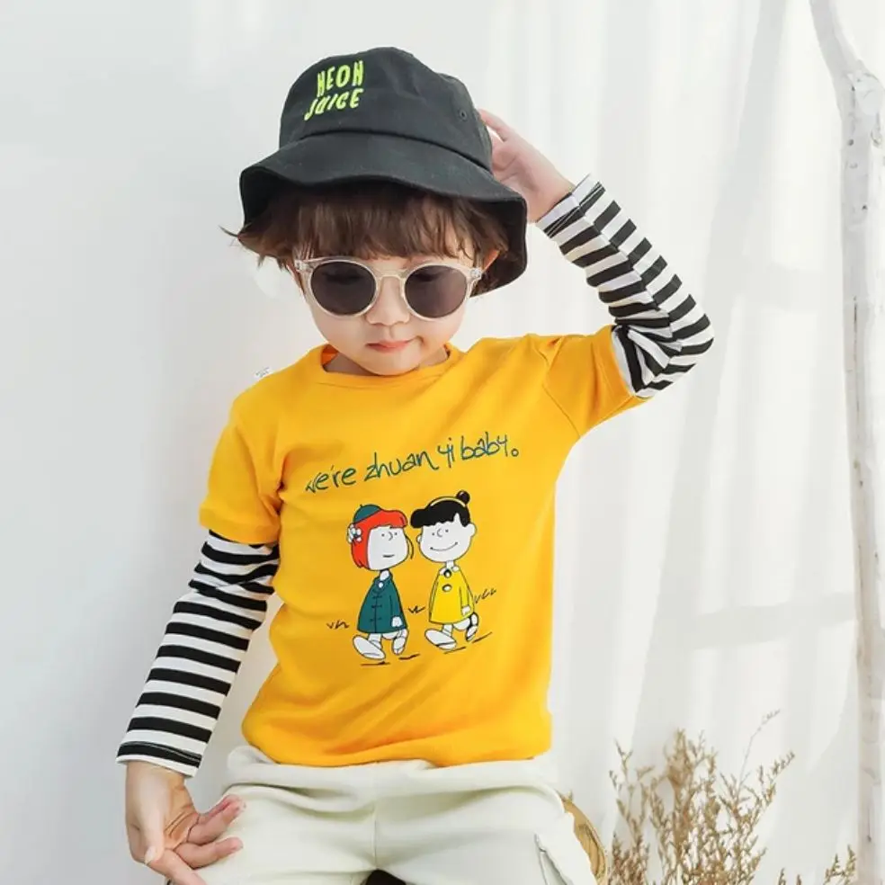 

Autumn Children's Cotton Bottomed Shirt Long Sleeve T-Shirt Baby Casual Cartoon Round Neck Raglan Sleeve Top