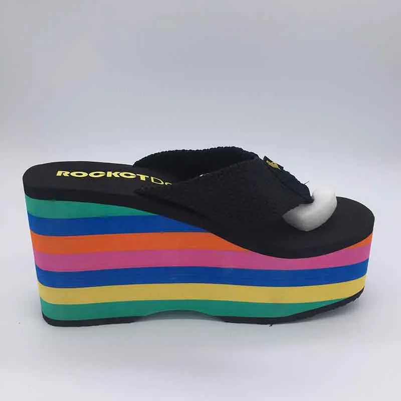 Женские вьетнамки на очень высоком каблуке пляжные шлепанцы толстой платформе