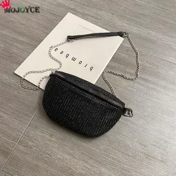 

Classic Texture Casual Chest Belt Bags Women Rhinestone Fanny Purse Waist Female Creative Design Chic Messenger Packs