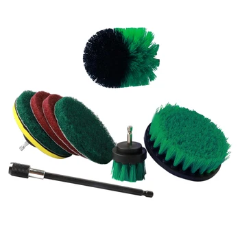 

BEST9Pcs Drill Brush Attachment Kit Power Scrubber Drill Brushes with 6 inch Long Reach Extension for Cleaning Bathroom, Kitchen