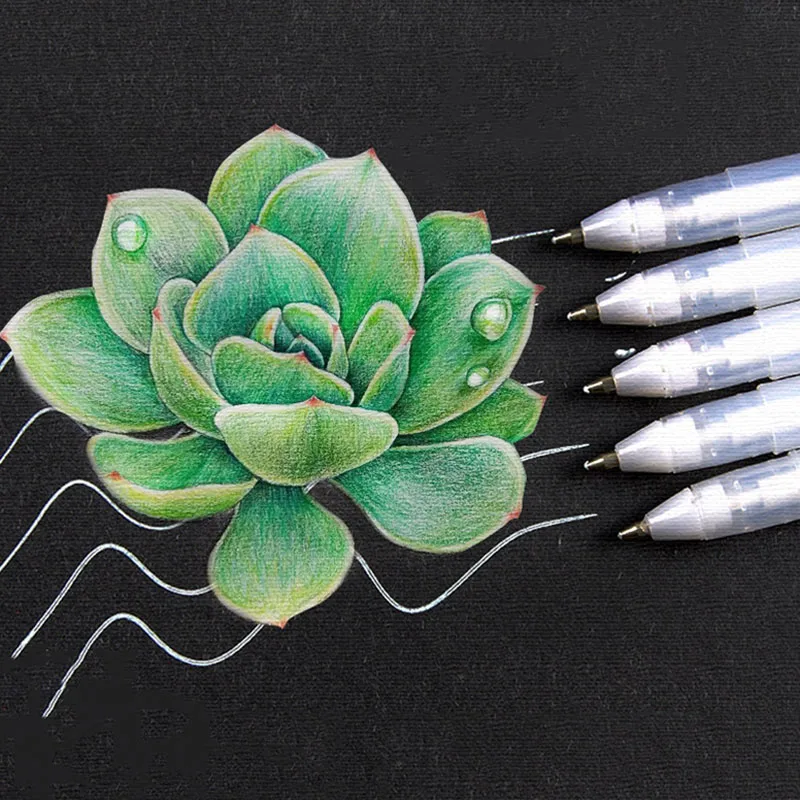Rotulador plateado de oro blanco para pintura de bocetos, resaltador, grafiti, artículos de dibujo artístico, 3 uds.