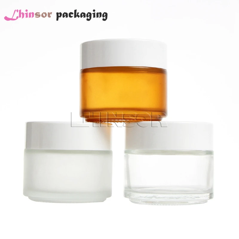 5 шт./лот 100 г янтарные прозрачные матовые стеклянные белые банки для крема с